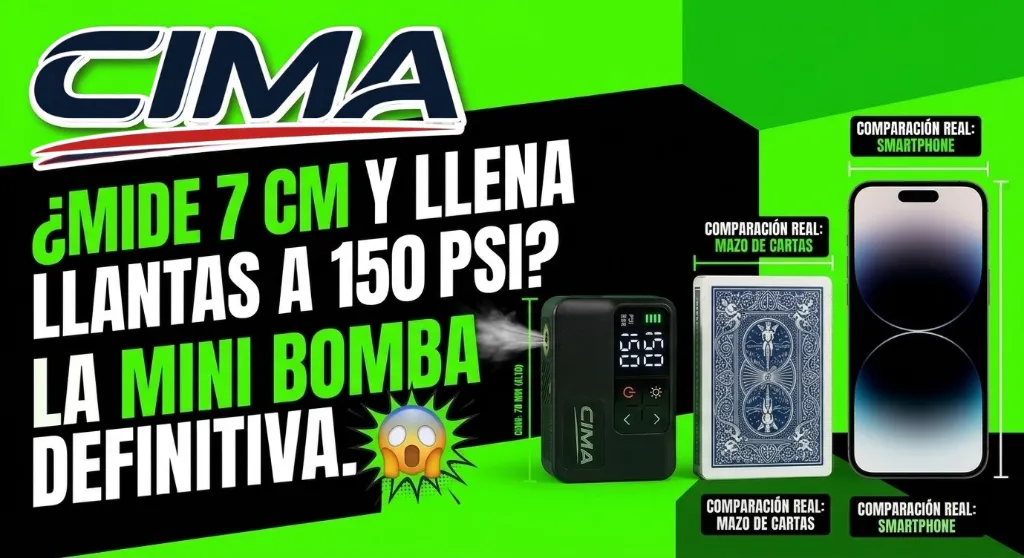 mini inflador CIMA pequeño pero potente 150psi